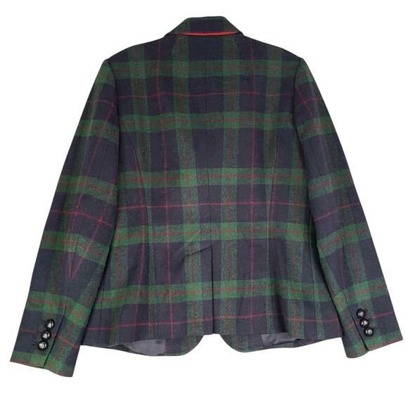 Talbots Blazer Jacket Women’s Size 8 Wool Button Lined Green Plaid Tartan - Picture 2 of 7